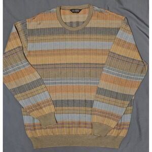 Masque Sweater Mens Extra Large Multicolor Striped Crewneck Pullover Italy XL 54